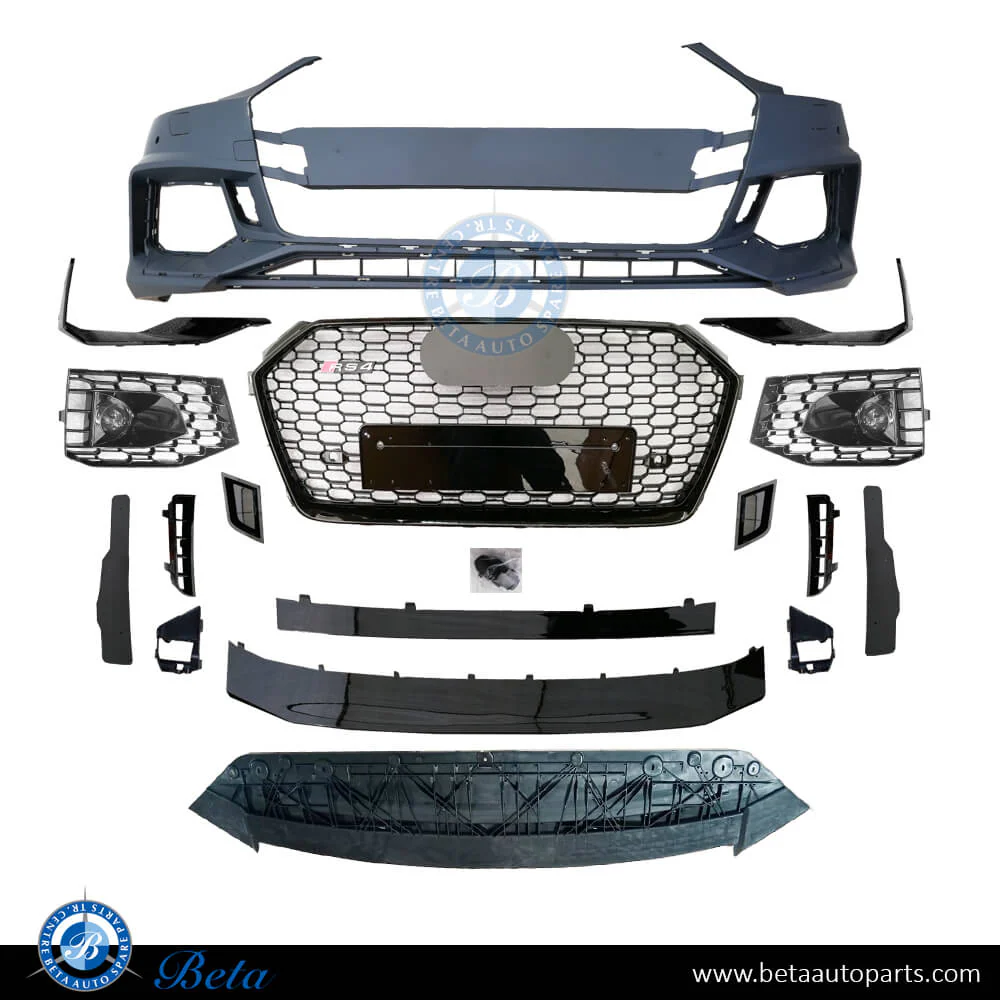 Audi A4 (2016-2019), Front Bumper RS4 Look with PDC / Washer, China, 8W0807065