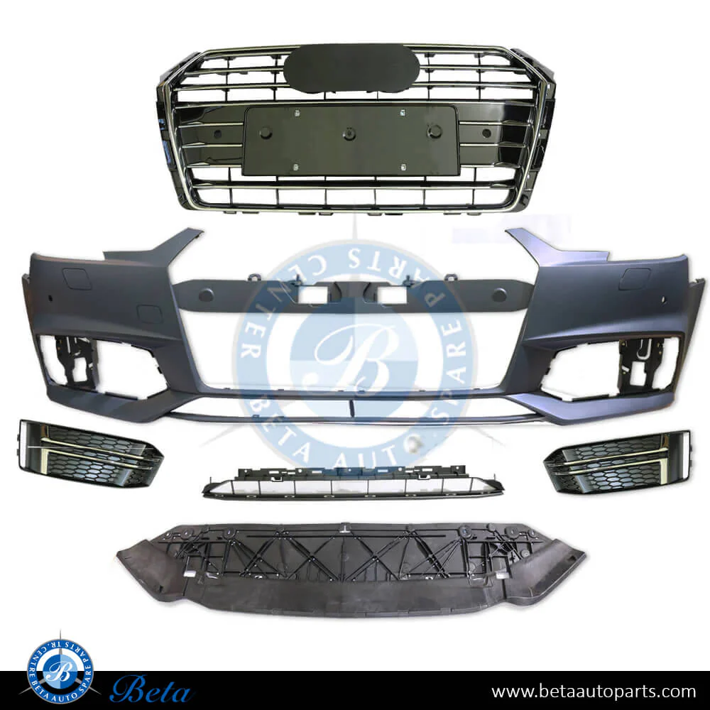 Audi A4 S-Line (2016-2019), Front Bumper with PDC / Washer, China, 8W0807065K