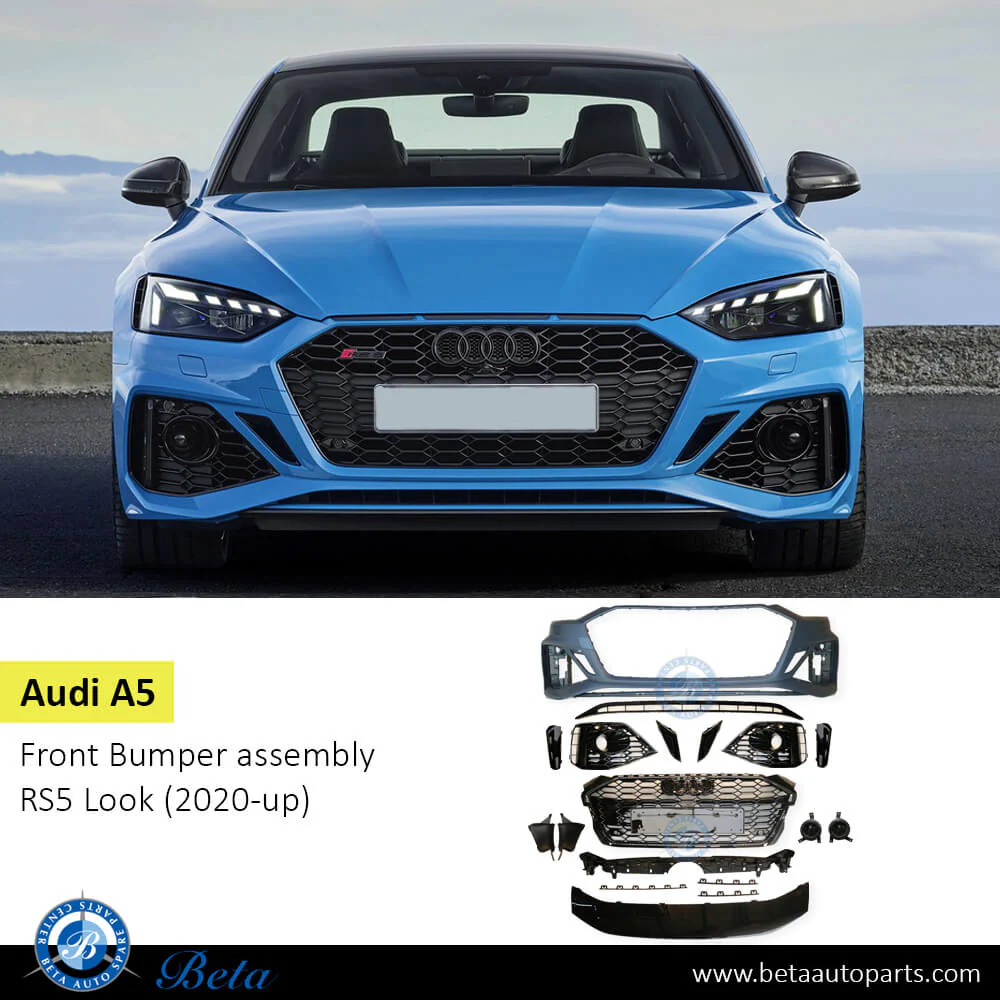 Audi A5 (2020-2024), Front Bumper RS5 Look with PDC with Park Assist with Radiator Grille, China, 8W6807065AG - Image 2