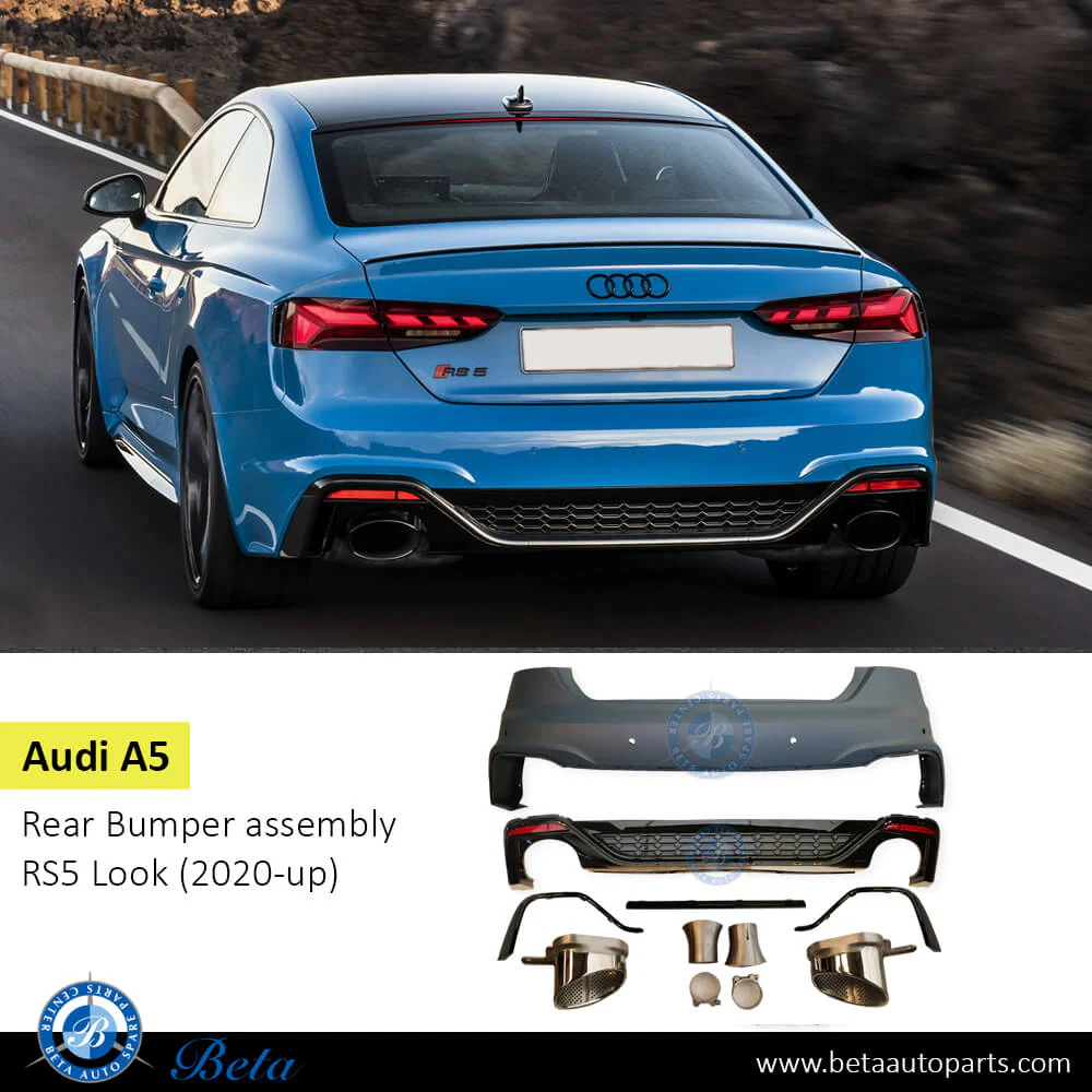Audi A5 (2020-2024), Rear Bumper RS5 Look with Park Assist with PDC, China, 8W6807067AJ - Image 2