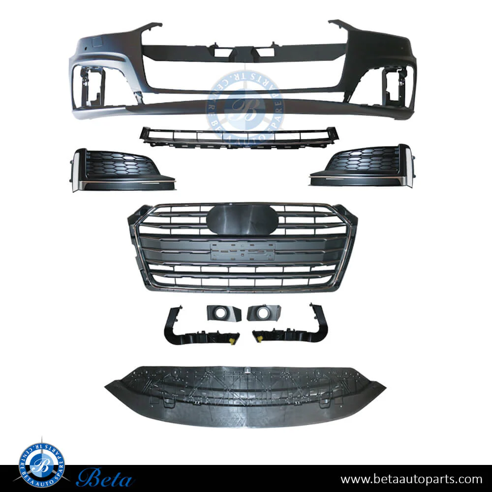 Audi A5 S-Line (2017-2019), Front Bumper with Park Assist with Washer without ACC with Radiator Grille, China, 8W6807065L2