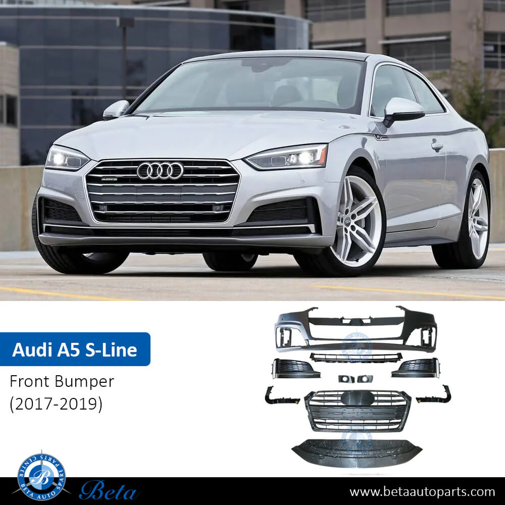 Audi A5 S-Line (2017-2019), Front Bumper with Park Assist with Washer without ACC with Radiator Grille, China, 8W6807065L2 - Image 2