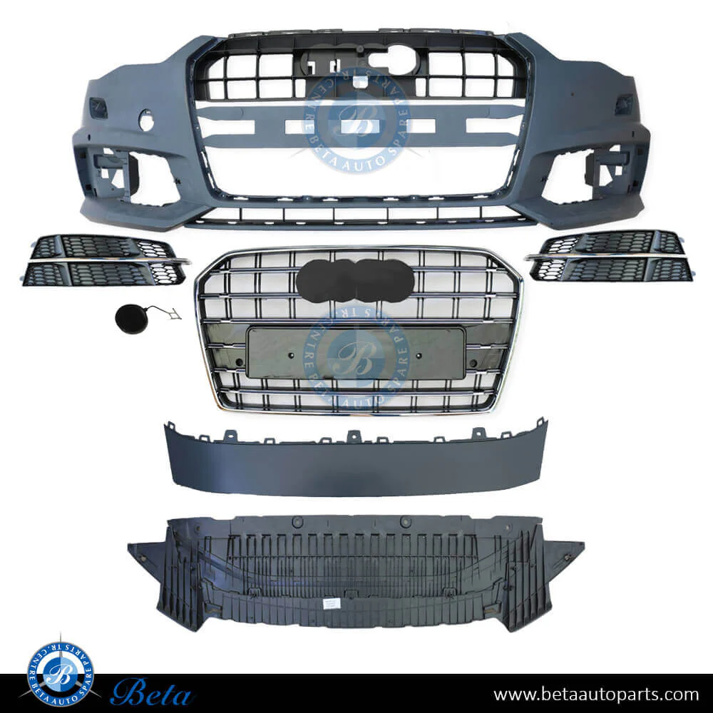Audi A6 S-Line (2015-2018), Front Bumper with PDC with Washer, China, 4G0807065AF / 4G0807065AC