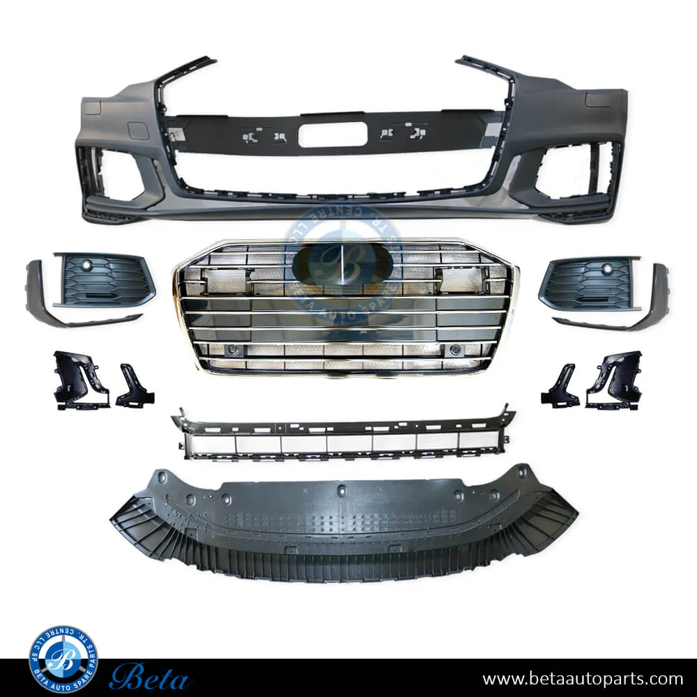 Audi A6 S-Line (2019-2024), Front Bumper with Park Assist, China, 4K0807065C