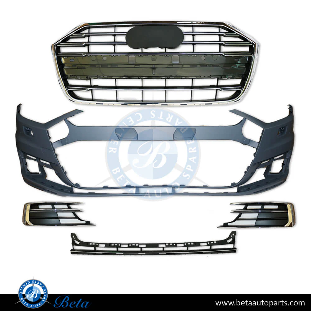 Audi A8 (2018-2021), Front Bumper with PDC with Washer with Radiator Grille, China, 4N0807065A