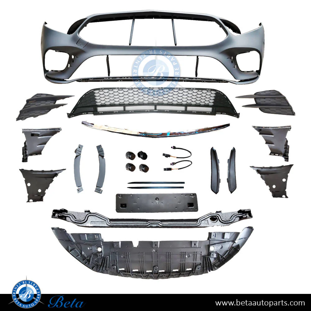 Mercedes A-Class W177 (2019-2022), Front Bumper Normal AMG with Park Assist without ACC (Silver), Taiwan