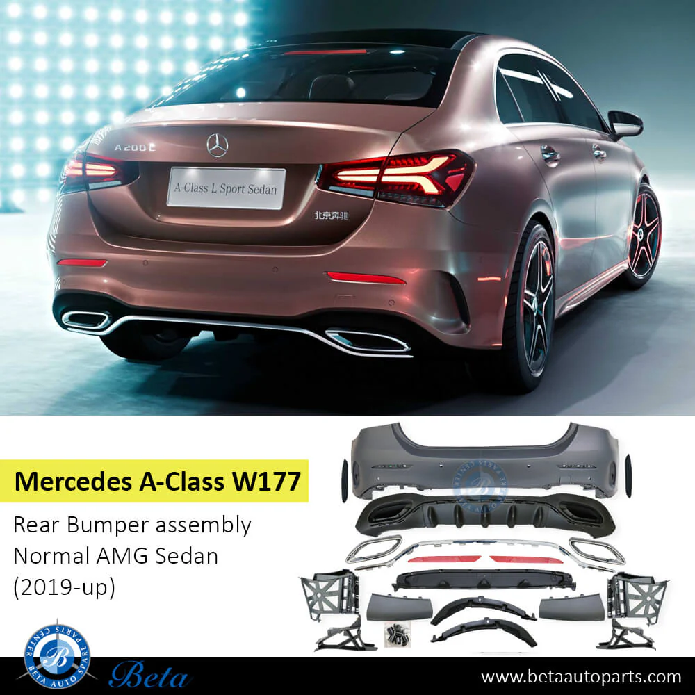 Mercedes A-Class Sedan W177 (2019-2022), Rear Bumper Normal AMG with Park Assist, Taiwan - Image 2
