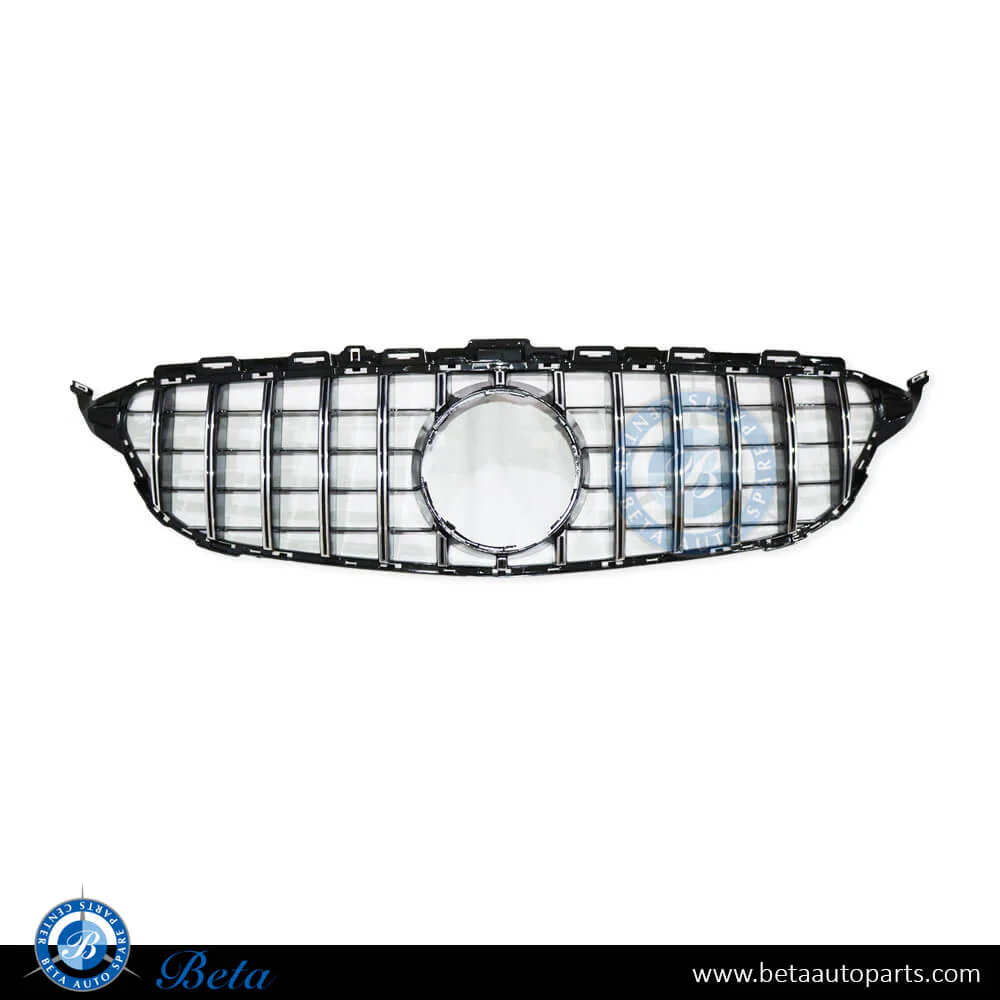 Mercedes C-Class W205 (2015-2018), Radiator Grille GT Look without Camera Hole (Black and Chrome), China