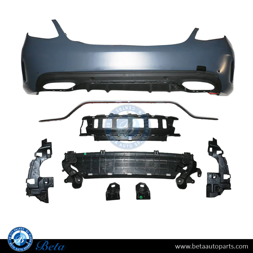 Mercedes C-Class W205 (2019-2021), Rear Bumper AMG with PDC with Silver Moulding, China, 2058853304