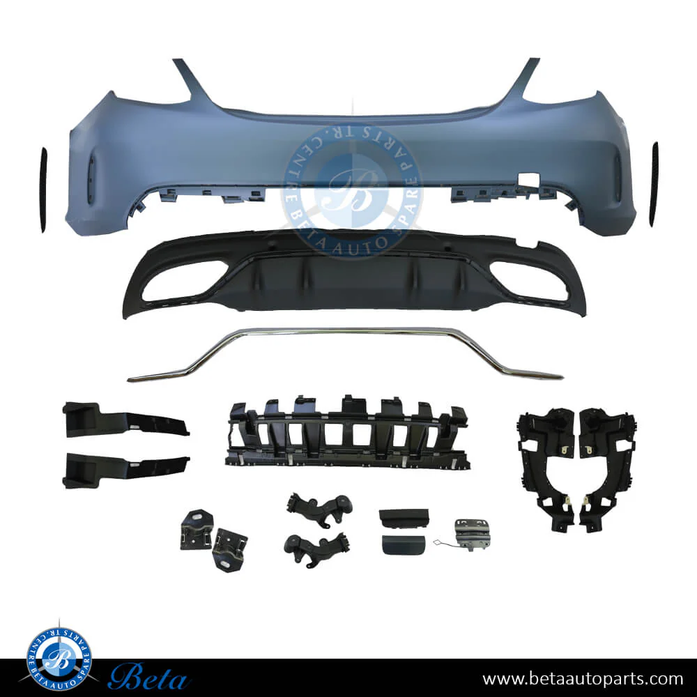 Mercedes C-Class W205 (2019-2021), Rear Bumper Normal AMG without PDC with Silver Moulding, Taiwan, 2058853004