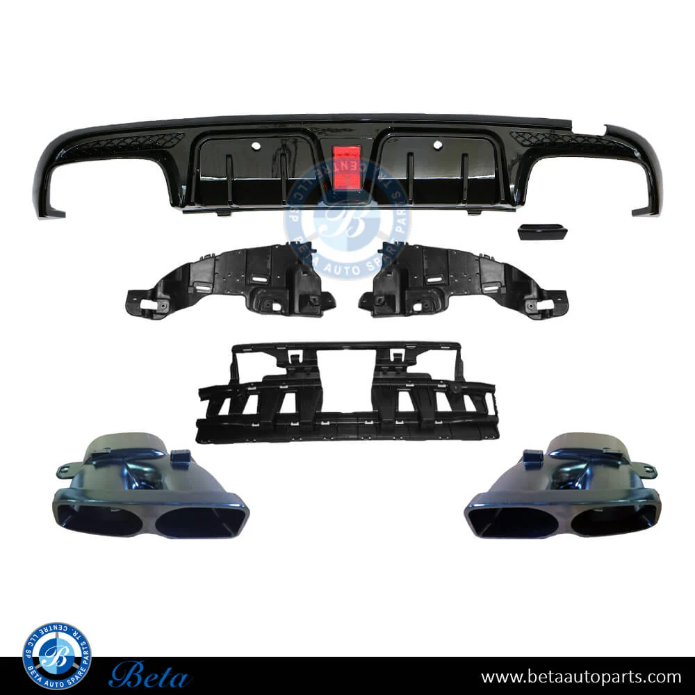 Mercedes C-Class W205 (2019-2021), Rear Diffuser BBS Look with Exhaust Tips for Normal AMG (Black), China, 2058853103