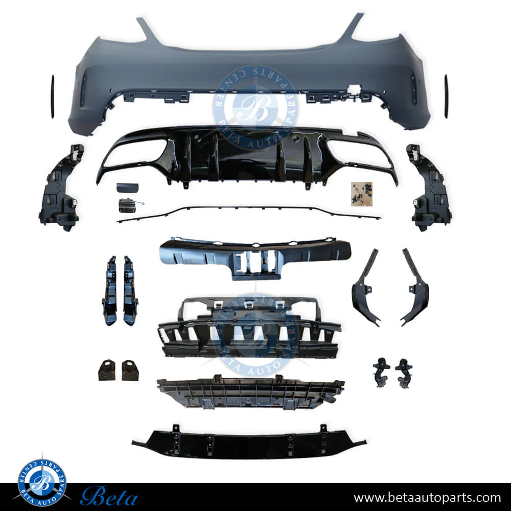 Mercedes C-Class W205 (2019-2021), Rear Bumper AMG C63 with PDC with Black Moulding, Taiwan