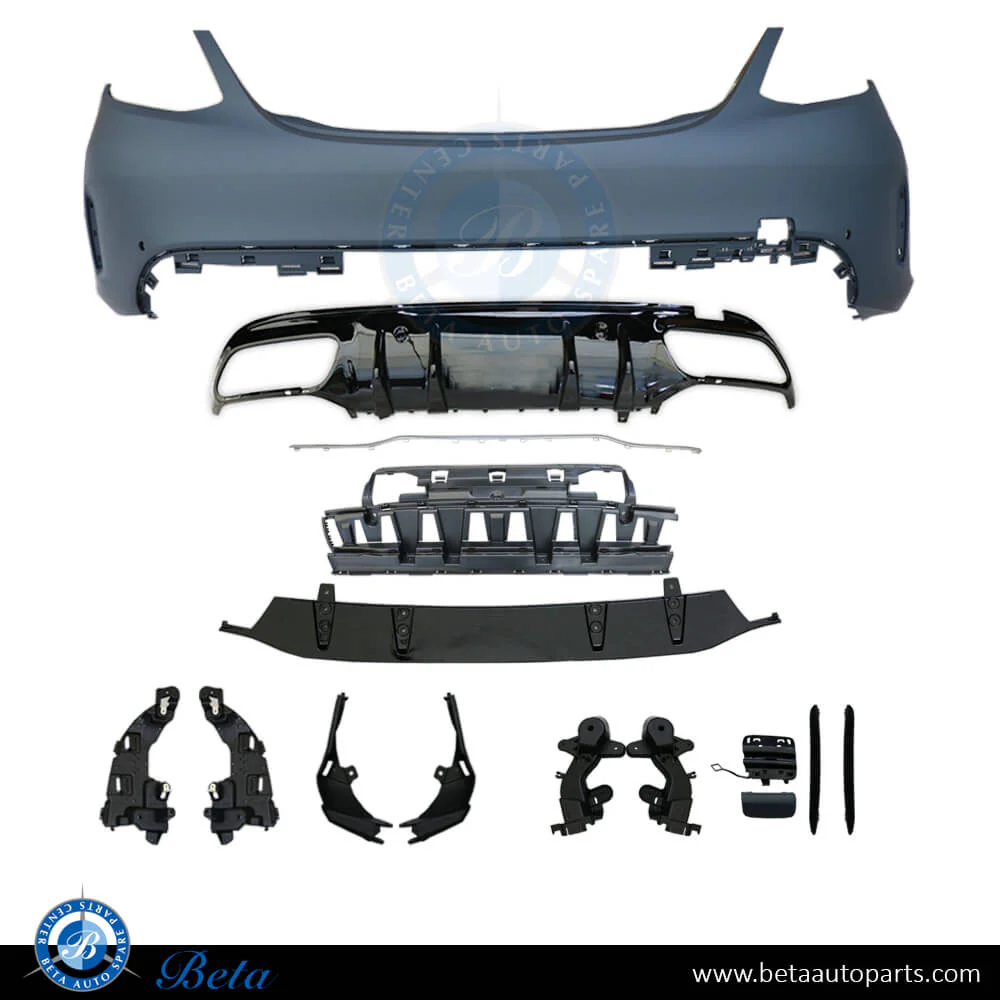Mercedes C-Class W205 (2019-2021), Rear Bumper AMG C63 with PDC with Silver Moulding, Taiwan, 2058853304