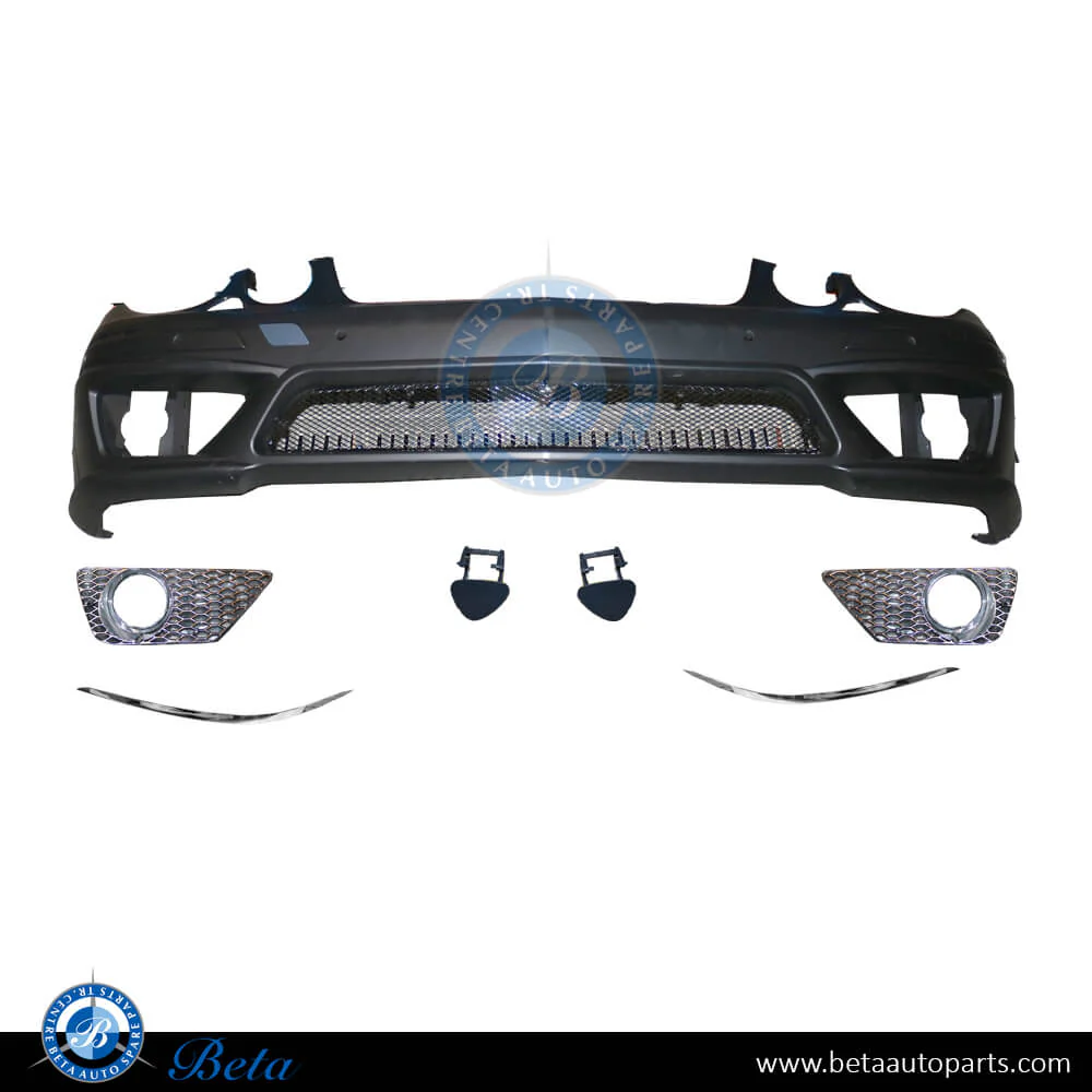 Mercedes E-Class W211 (2006-2009), Front Bumper AMG E63 Look with PDC with Washer (Steel Mesh), Taiwan