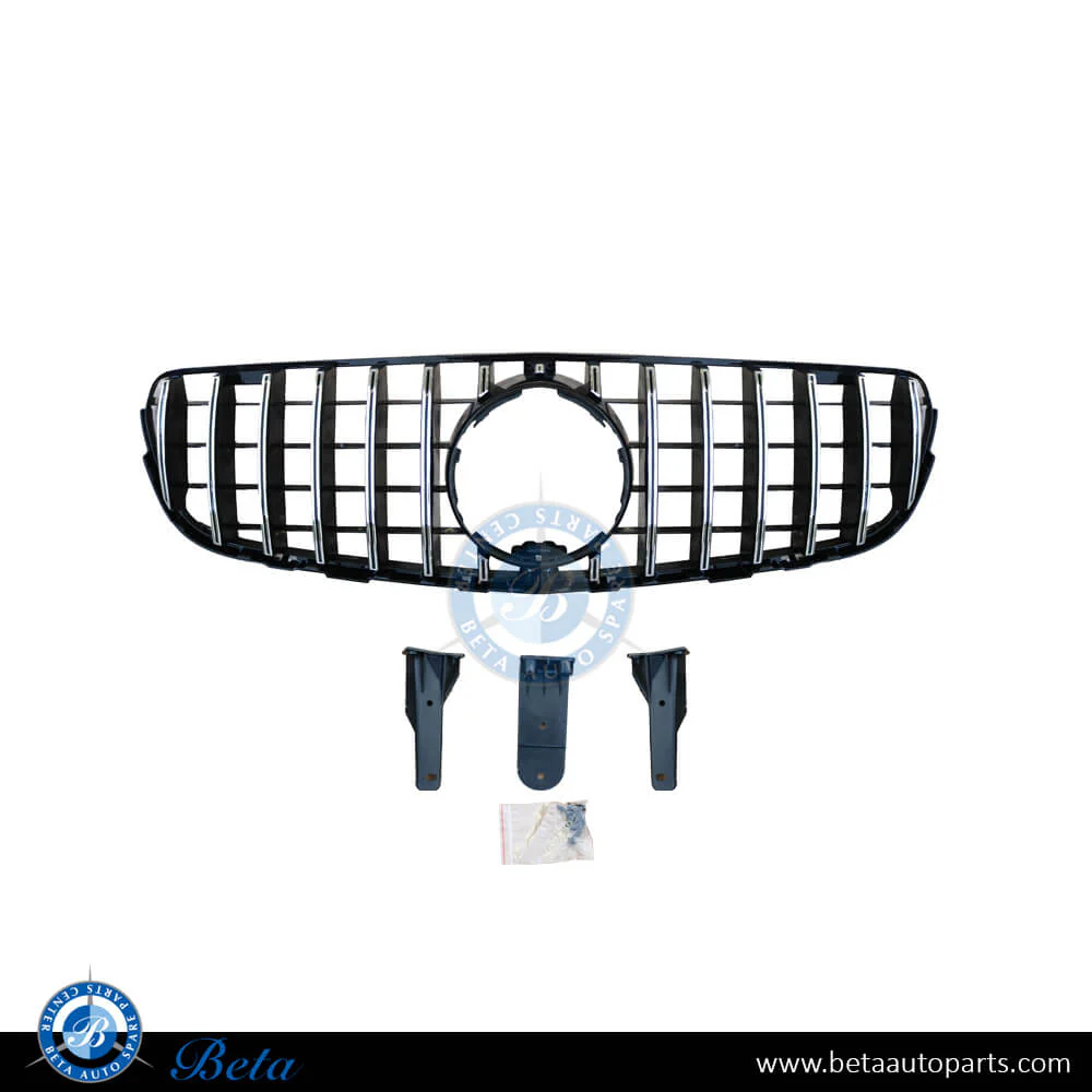 Mercedes GLC-Class W253 (2016-2019), Radiator Grille GT Look with Camera Hole (Black and Chrome), China