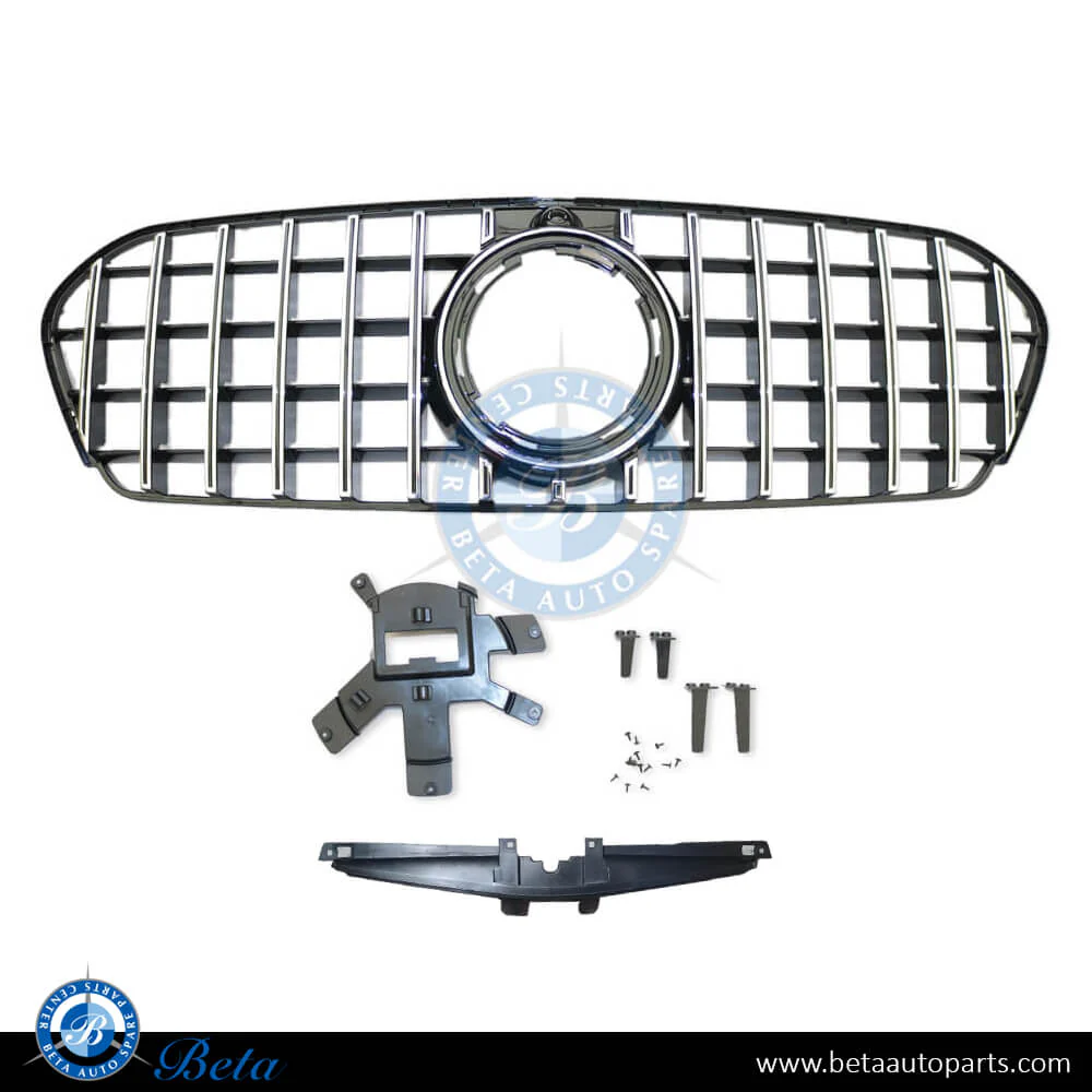 Mercedes GLE-Class W167 / C167 (2019-Up), Radiator Grille GT Look for AMG Bumper without Logo (Black and Chrome), China