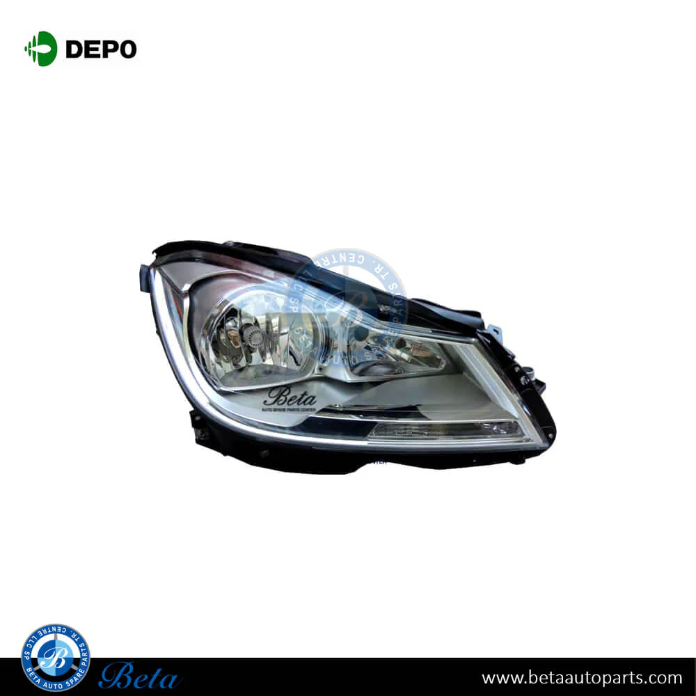 Mercedes C-Class W204 (2011-2014), Headlamp Normal - Silver (Right), Depo, 2048205059